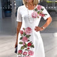 Kurzarmkleid mit Rosenmuster
