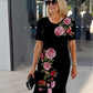 Kurzarmkleid mit Rosenmuster