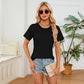 Einfarbiges, kurzärmliges T-Shirt mit Rundhalsausschnitt für Damen