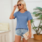 Einfarbiges, kurzärmliges T-Shirt mit Rundhalsausschnitt für Damen