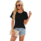 Einfarbiges, kurzärmliges T-Shirt mit Rundhalsausschnitt für Damen