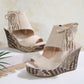 Damen-Sandalen mit offener Zehenpartie und Plateau-Keilabsatz und Quaste