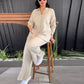 Damen Casual Loose Langarmshirt Hohe Taille Split Wide Leg Pants Set