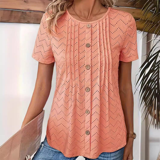 Lässiges Damen-T-Shirt mit Rundhalsausschnitt und kurzen Ärmeln