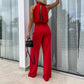 Eleganter ärmelloser einfarbiger Damen-Overall