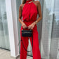 Eleganter ärmelloser einfarbiger Damen-Overall