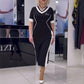 💥50%Rabatte💥 Trendy gestreiftes Slim Fit-Kleid mit V-Ausschnitt für Damen