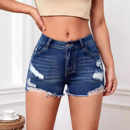 Damenmode Stretch-Denim-Shorts mit hoher Taille