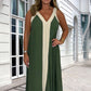 Ärmelloses V-Ausschnitt-Damen-Maxikleid mit Farbblock