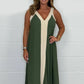 Ärmelloses V-Ausschnitt-Damen-Maxikleid mit Farbblock