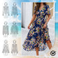 Elegantes, bedrucktes, fließendes Damenkleid mit V-Ausschnitt