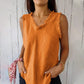 Ärmelloses Damen-T-Shirt aus Leinen und Baumwolle