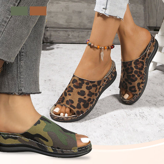 ✨Lässige Damen-Hausschuhe mit offener Spitze – Leopardenmuster – einfach an- und auszuziehen❤️