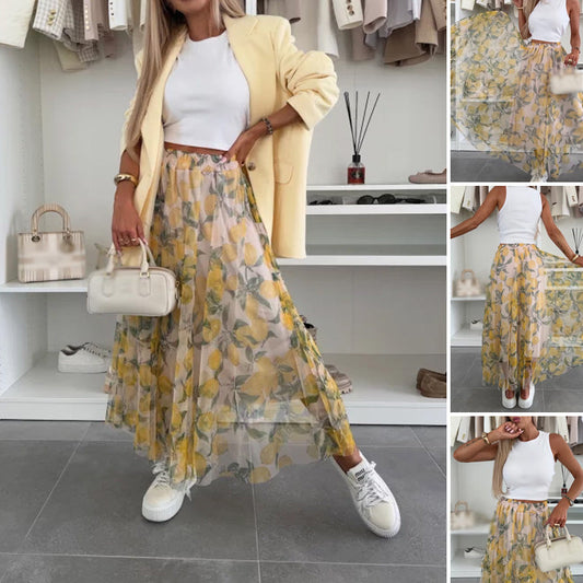 Damen Casual gedruckter Tülrock