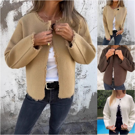 Lässige Strickjacke mit offener Vorderseite für Frauen