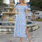Elegantes, schulterfreies Kleid mit Blumenmuster für Damen