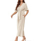 Eleganter Jumpsuit mit V-Ausschnitt und weitem Bein und Bindegürtel für Damen