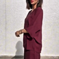 Lässiges, locker sitzendes Zweiteiler-Set aus Oberteil und Hose mit V-Ausschnitt für Damen