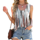 Lässiges, modisches Tanktop für Damen mit Rundhalsausschnitt und Aufdruck, ärmellos