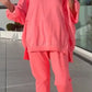 🎁💃Begrenzte Zeit 50% Rabatt💥Rundhalsausschnitt mit Schlitz. Fluoreszierender Freizeitanzug für Damen