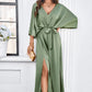Elegante Damen Kleider mit geteiltem V-Ausschnitt und fester Farbe