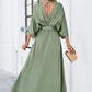 Elegante Damen Kleider mit geteiltem V-Ausschnitt und fester Farbe
