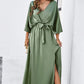Elegante Damen Kleider mit geteiltem V-Ausschnitt und fester Farbe
