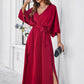 Elegante Damen Kleider mit geteiltem V-Ausschnitt und fester Farbe