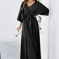 Elegante Damen Kleider mit geteiltem V-Ausschnitt und fester Farbe