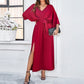 Elegante Damen Kleider mit geteiltem V-Ausschnitt und fester Farbe