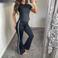 🏙️Urbanes modernes Damen-Sportset mit Rundhalsausschnitt und figurbetontem Design✨