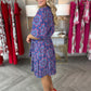 Elegantes bedrucktes Damenkleid mit V-Ausschnitt