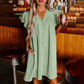 Damen Casual V-Ausschnitt Rüschen Plissee-Kleid
