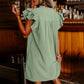 Damen Casual V-Ausschnitt Rüschen Plissee-Kleid