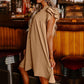 Damen Casual V-Ausschnitt Rüschen Plissee-Kleid
