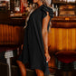 Damen Casual V-Ausschnitt Rüschen Plissee-Kleid