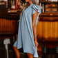 Damen Casual V-Ausschnitt Rüschen Plissee-Kleid