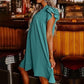 Damen Casual V-Ausschnitt Rüschen Plissee-Kleid