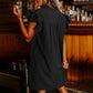 Damen Casual V-Ausschnitt Rüschen Plissee-Kleid