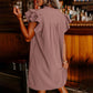 Damen Casual V-Ausschnitt Rüschen Plissee-Kleid