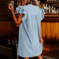 Damen Casual V-Ausschnitt Rüschen Plissee-Kleid