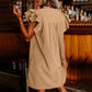Damen Casual V-Ausschnitt Rüschen Plissee-Kleid