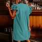 Damen Casual V-Ausschnitt Rüschen Plissee-Kleid