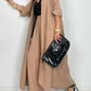 Damen Freizeit-Zweiteiler: Lange offene Jacke & Hose mit weitem Bein