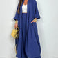 Damen Freizeit-Zweiteiler: Lange offene Jacke & Hose mit weitem Bein