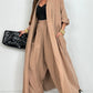 Damen Freizeit-Zweiteiler: Lange offene Jacke & Hose mit weitem Bein