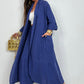 Damen Freizeit-Zweiteiler: Lange offene Jacke & Hose mit weitem Bein