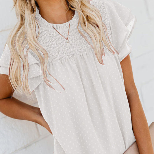 Elegantes, lockeres, gepunktetes Damen-Top