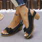 Lässige Sandalen mit Blumenmuster und ausgehöhltem Slope-Heel für Damen