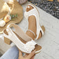 Lässige Sandalen mit Blumenmuster und ausgehöhltem Slope-Heel für Damen